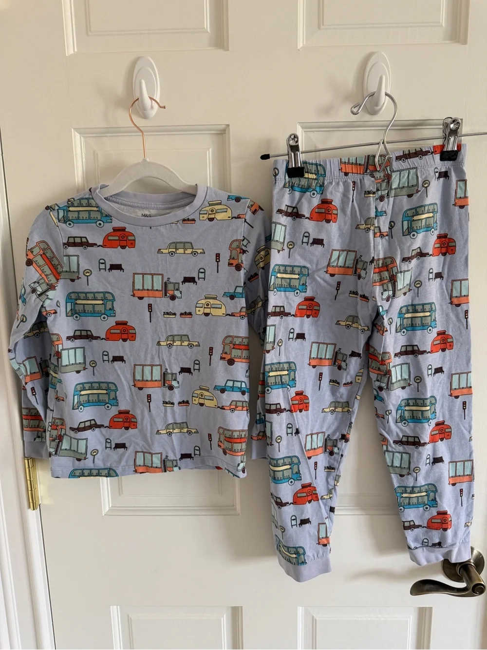 M&S Boys Vehicle Pajama Set Size 6-7 – Cars Buses Campers